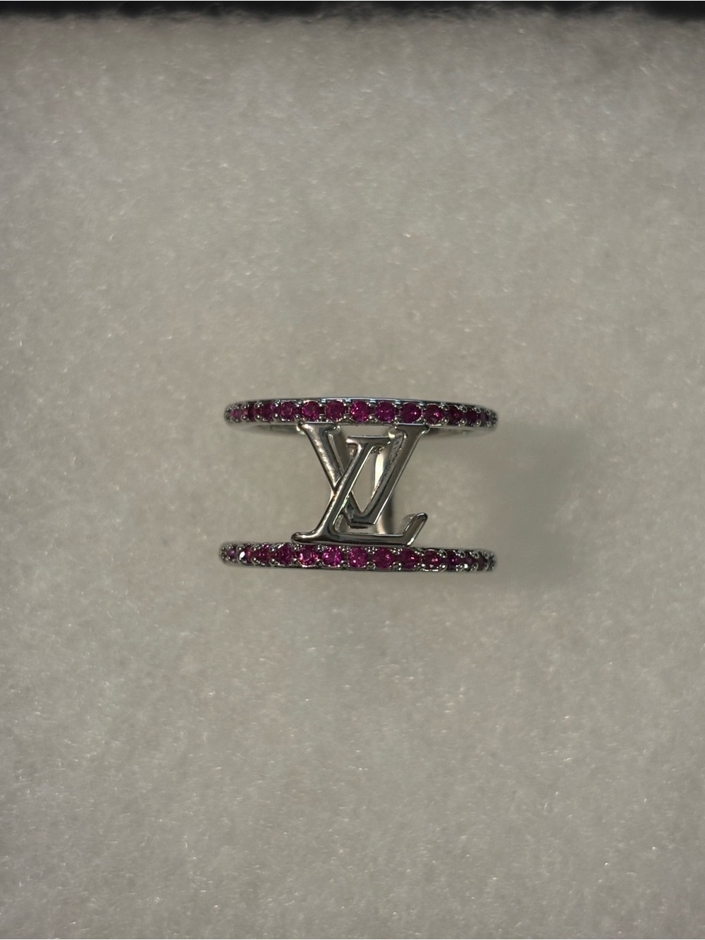 LV Pink Diamond Double-Band Logo Ring